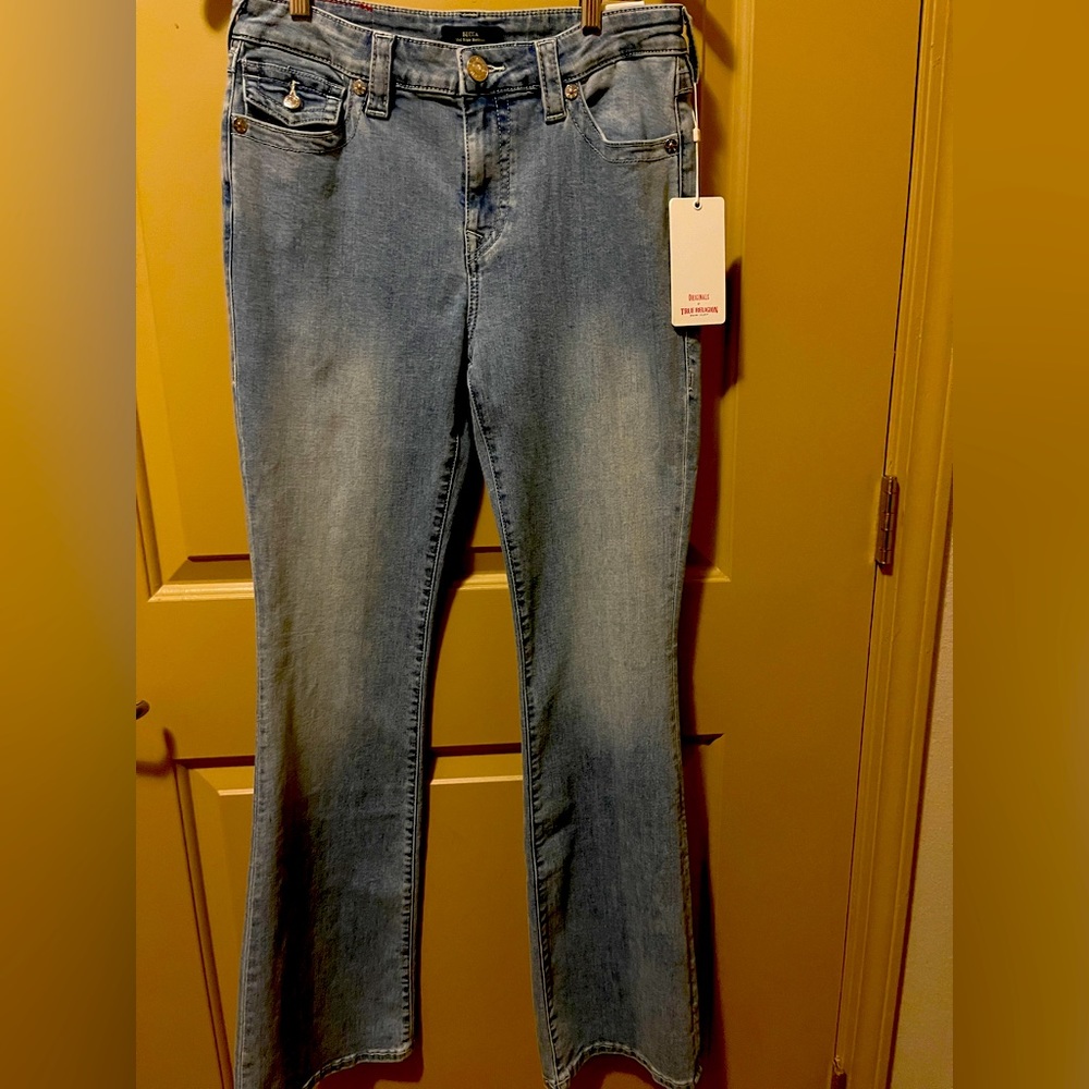 True Religion Becca Mid rise Boot Cut Flap Jeans, Size 30 nwt peak spot Final